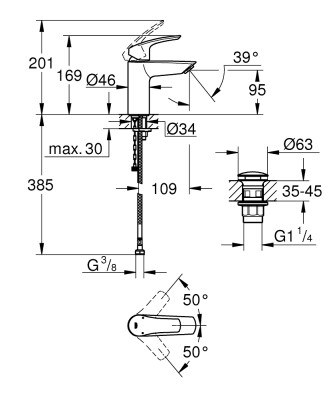 Grohe Eurosmart Tek Kumandalı Lavabo Bataryası S-Boyut - 23988003 - 2