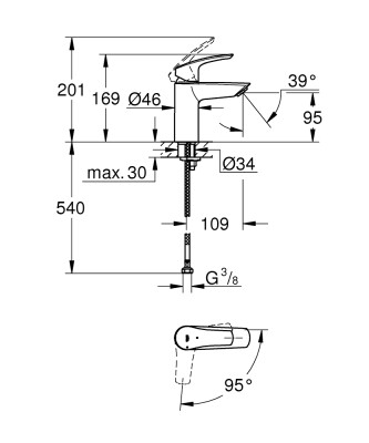 Grohe Eurosmart Tek kumandalı lavabo bataryası
S-Boyut - 24192003 - 2
