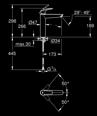 Grohe Eurosmart Tek Kumandalı Lavabo Bataryası Xl-Boyut - 23971003 - 2