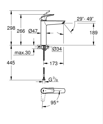 Grohe Eurosmart Tek kumandalı lavabo bataryası
XL-Boyut - 24164003 - 2