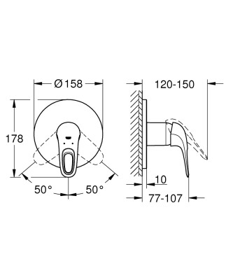 Grohe Eurostyle Ankastre duş bataryası - 24048003 - 2