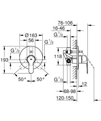 Grohe Eurostyle Cosmopolitan Tek kumandalı banyo bataryası - 33637002 - 2