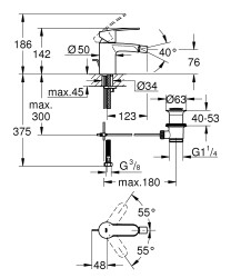 Grohe Eurostyle Cosmopolitan Tek kumandalı bide bataryası
S-Boyut - 33565002 - 2