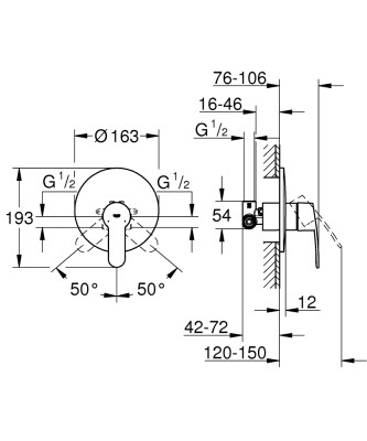 Grohe Eurostyle Cosmopolitan Tek kumandalı duş bataryası - 33635002 - 2