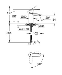 Grohe Eurostyle Cosmopolitan Tek kumandalı lavabo bataryası
S-Boyut - 2337320E - 2