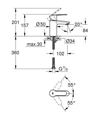 Grohe Eurostyle Cosmopolitan Tek kumandalı lavabo bataryası
S-Boyut - 3246820E - 2