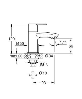 Grohe Eurostyle Cosmopolitan Tek su girişli batarya XS- Boyut - 23039002 - 2