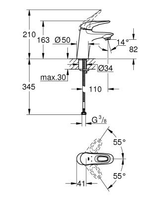 Grohe Eurostyle Lavabo Bataryası S-Boyut - 32468003 - 2