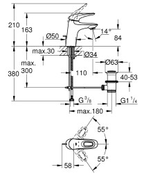 Grohe Eurostyle Tek kumandalı lavabo bataryası
S-Boyut - 23564003 - 2