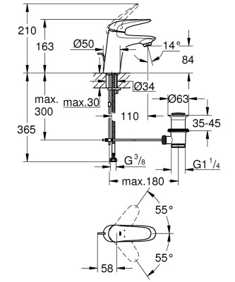 Grohe Eurostyle Tek kumandalı lavabo bataryası
S-Boyut - 23707003 - 2