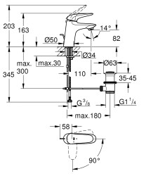 Grohe Eurostyle Tek kumandalı lavabo bataryası
S-Boyut - 23709003 - 2