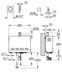 Grohe F-digital Deluxe Steam generator 9.9 kW with steam outlet and temperature sensor - 26828000 - 2