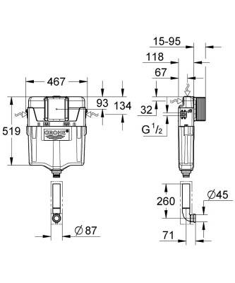 Grohe GD2 Alaturka Tuvalet için Gömme Rezervuar - 38661000 - 2