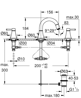 Grohe Grandera 3 Delikli Lavabo Bataryası S-Boyut - 20417000 - 2