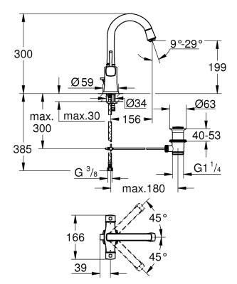 Grohe Grandera Tek delikli lavabo bataryası 1/2