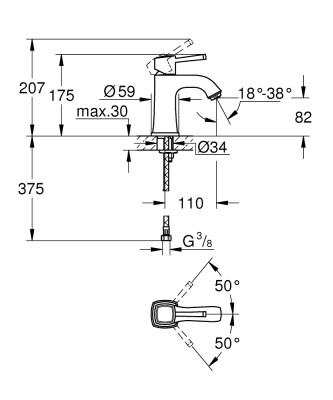 Grohe Grandera Tek kumandalı lavabo bataryası
M-Boyut - 24370000 - 2