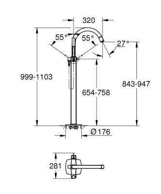 Grohe Grandera Yerden Küvet Bataryası - 24375IG0 - 2