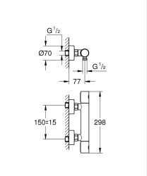 Grohe Grohtherm 1000 Cosmopolitan M Termostatik duş bataryası - 34065DC2 - 2