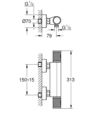 Grohe Grohtherm 1000 Performance Termostatik duş bataryası - 34827KF0 - 2