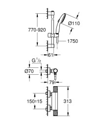 Grohe Grohtherm 1000 Performance Termostatik duş bataryası - 34835001 - 2