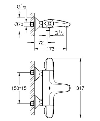 Grohe Grohtherm 1000 Termostatik banyo bataryası Mat Siyah - 348162433 - 2