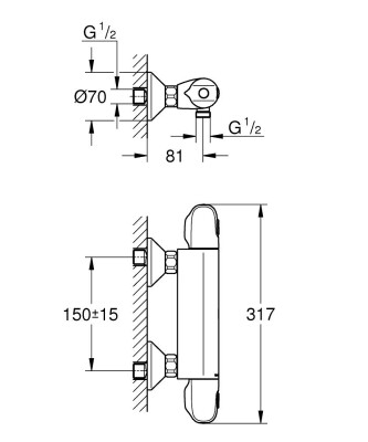 Grohe Grohtherm 1000 Termostatik duş bataryası - 34550000 - 2