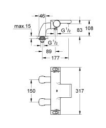 Grohe Grohtherm 2000 Termostatik banyo bataryası - 34176001 - 2