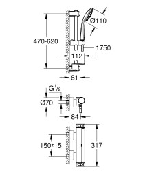 Grohe Grohtherm 2000 Termostatik duş bataryası / duş seti dahil - 34195001 - 2