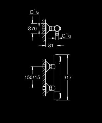 Grohe Grohtherm 500 Termostatik duş bataryası - 34793000 - 2