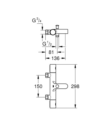 Grohe Grohtherm 800 Cosmopolitan Termostatik banyo bataryası - 34770000 - 2