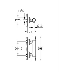Grohe Grohtherm 800 Cosmopolitan Termostatik duş bataryası - 34765000 - 2