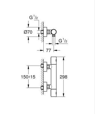 Grohe Grohtherm 800 Cosmopolitan Termostatik duş bataryası - 34765000 - 2