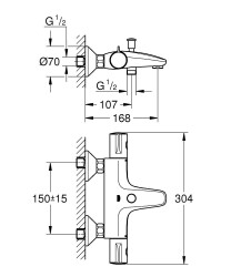 Grohe Grohtherm 800 Termostatik banyo bataryası - 34567000 - 2