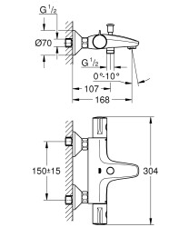 Grohe Grohtherm 800 Termostatik Banyo Bataryası - 34576000 - 2