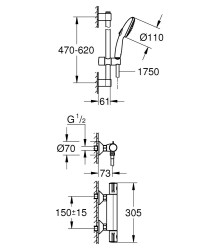 Grohe Grohtherm 800 Termostatik duş bataryası - 34565002 - 2