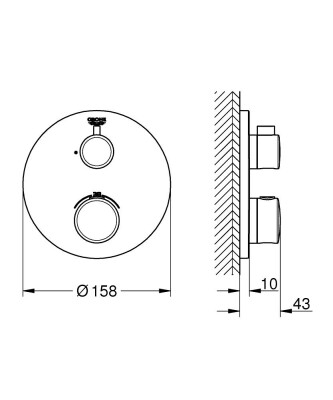 Grohe Grohtherm Ankastre termostatik banyo bataryası - 1022122430 - 2