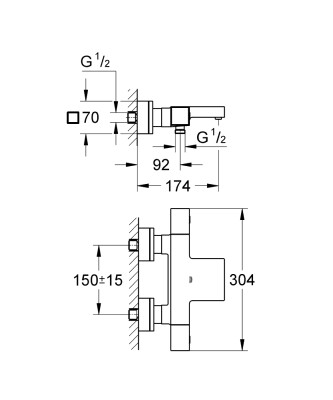 Grohe Grohtherm Cube Termostatik Banyo Bataryası - 34497000 - 2