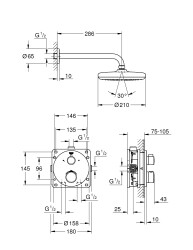 Grohe Grohtherm Duş seti, tempesta 210 tepe duşu ile - 34726000 - 2
