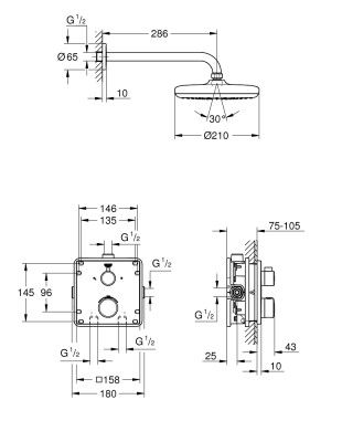 Grohe Grohtherm Duş seti, tempesta 210 tepe duşu ile - 34728000 - 2