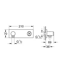 Grohe Grohtherm F Duvar üstü duş askısı ve duş çıkış dirseği seti - 26878000 - 2
