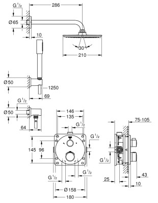 Grohe Grohtherm Rainshower Cosmopolitan 210 duş seti - 34732000 - 2