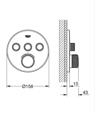 Grohe Grohtherm SmartControl Üç valfli akış kontrollü, ankastre termostatik duş bataryası - 29508KF0 - 2