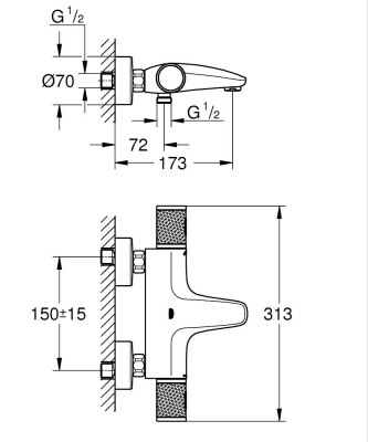 Grohe GRT 1000 Performance THM bath exp - 34830000 - 2