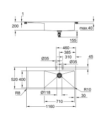 Grohe K1000 Damlalıklı paslanmaz çelik eviye - 31582SD1 - 2
