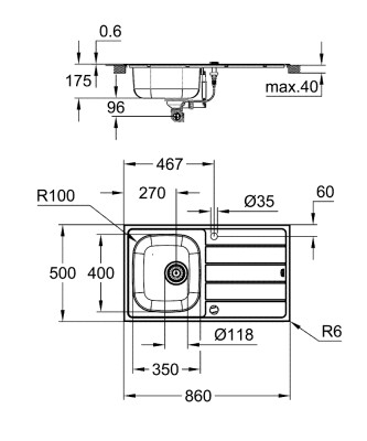 Grohe K200 Damlalıklı paslanmaz çelik eviye - 31552SD1 - 2