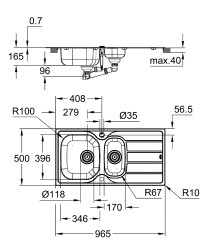 Grohe K200 Damlalıklı paslanmaz çelik eviye - 31564SD1 - 2