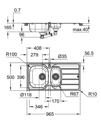 Grohe K200 Damlalıklı paslanmaz çelik eviye - 31564SD1 - 2
