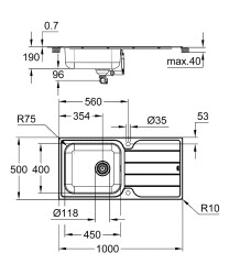 Grohe K500 Damlalıklı paslanmaz çelik eviye - 31563SD1 - 2