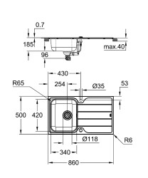 Grohe K500 Damlalıklı paslanmaz çelik eviye - 31571SD1 - 2