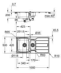 Grohe K500 Damlalıklı paslanmaz çelik eviye - 31572SD1 - 2